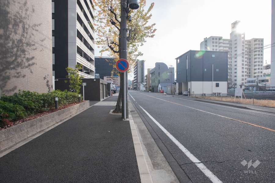 敷地西側の前面道路（北側から）