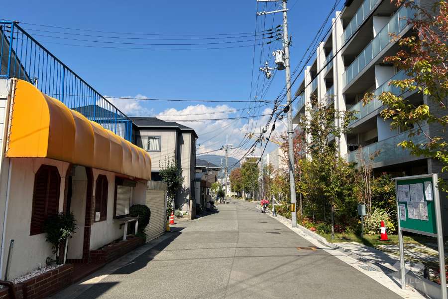 敷地西側の前面道路(南側から)