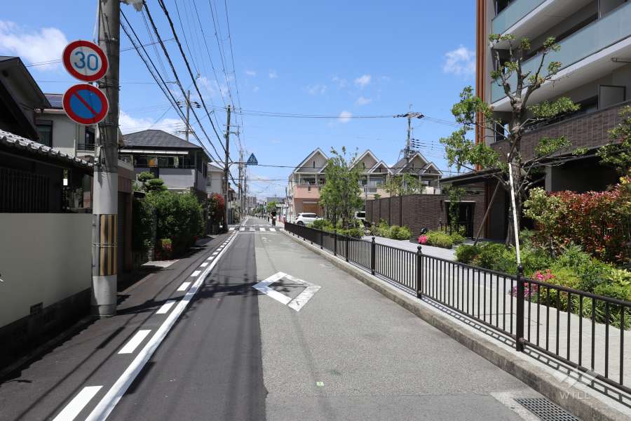 敷地東側の前面道路（南側から）