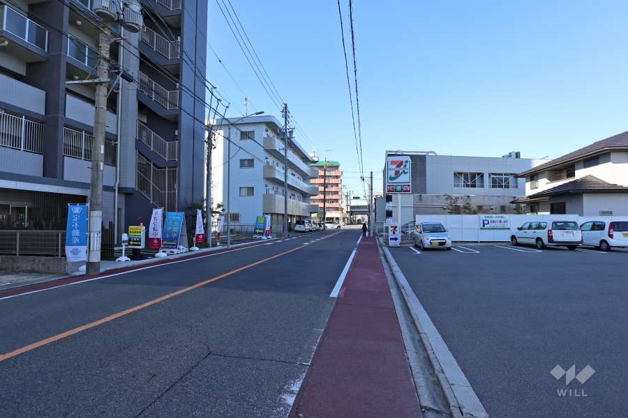 敷地北東側の前面道路（東側から）