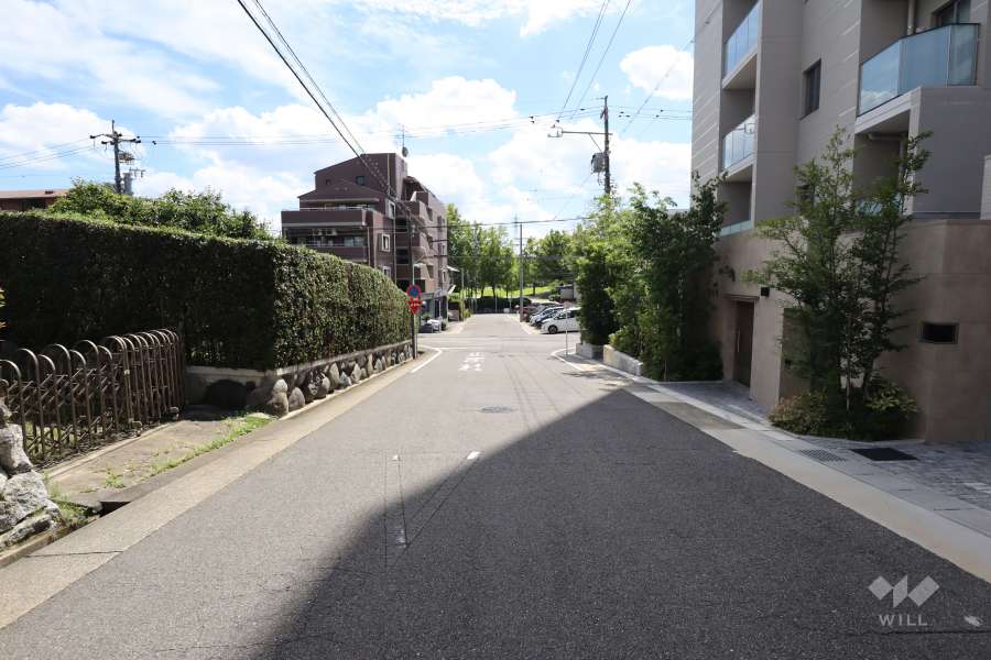 敷地東側の前面道路（北側から）