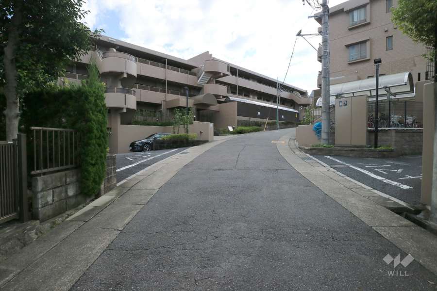 敷地南東側の前面道路（北東側から）