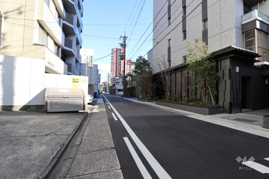 敷地北東側の前面道路（北西側から）