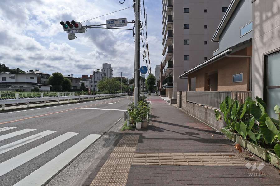 敷地東側の前面道路（北側から）