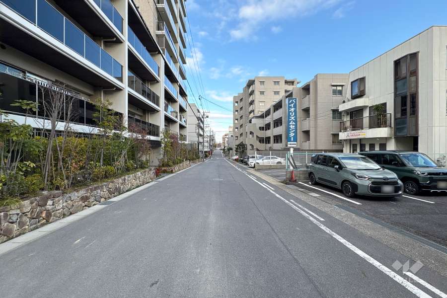 敷地南側の前面道路（西側から）