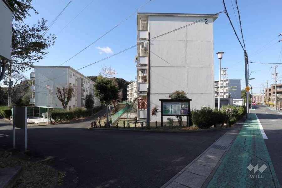 敷地北東側の前面道路（南東側から）