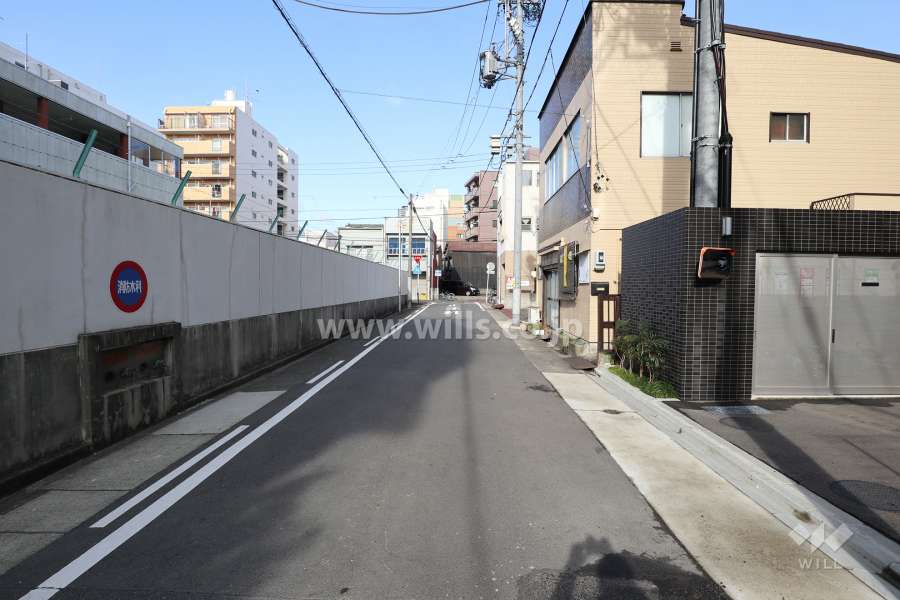 敷地西側の前面道路（南側から）