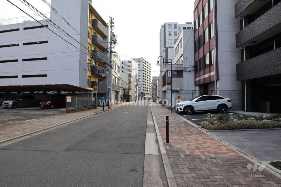 敷地東側の前面道路（北側から）