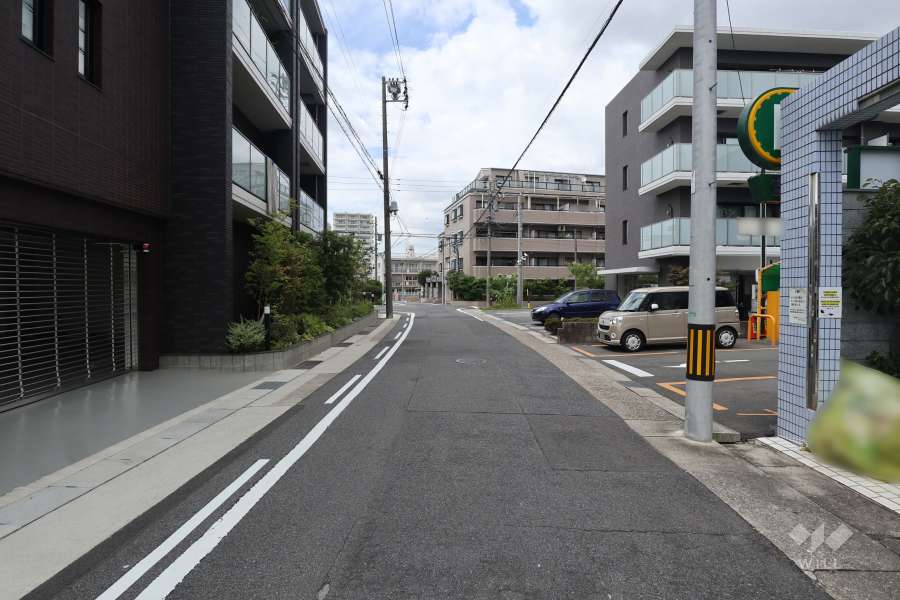 敷地西側の前面道路（北側から）