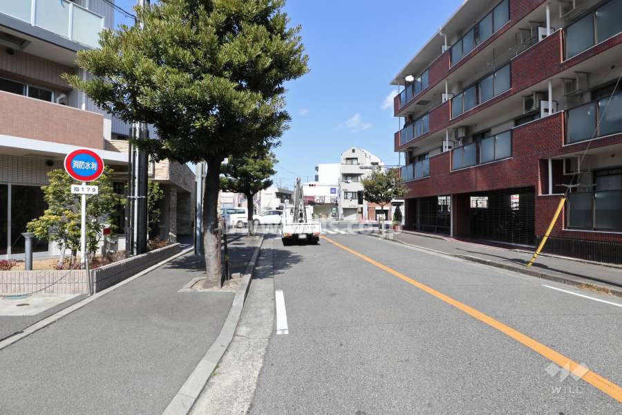 敷地南東側の前面道路(南西側から)