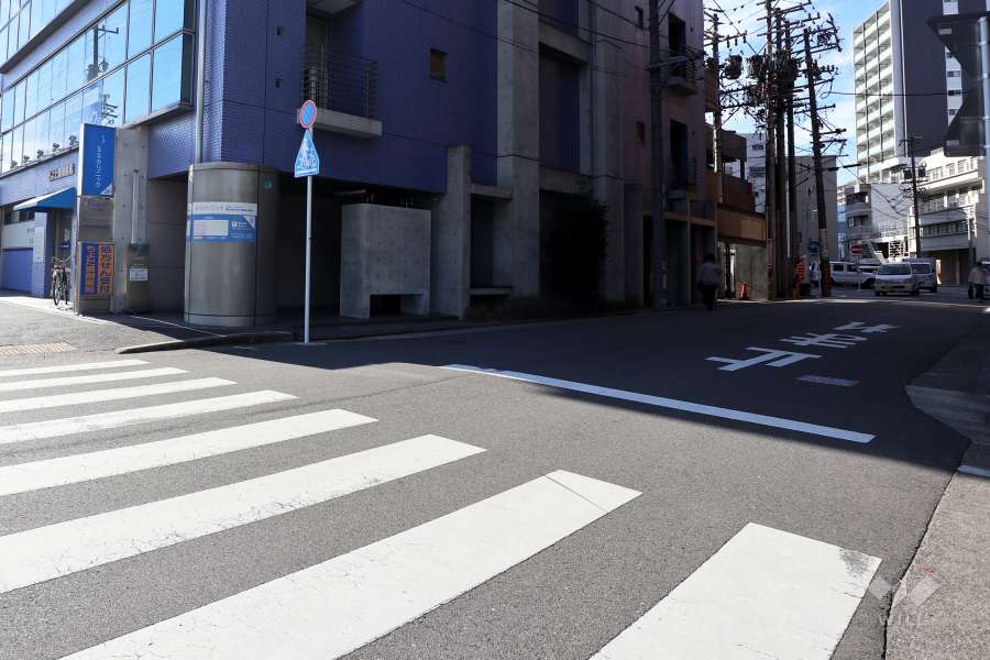 敷地北東側の前面道路（南東側から）