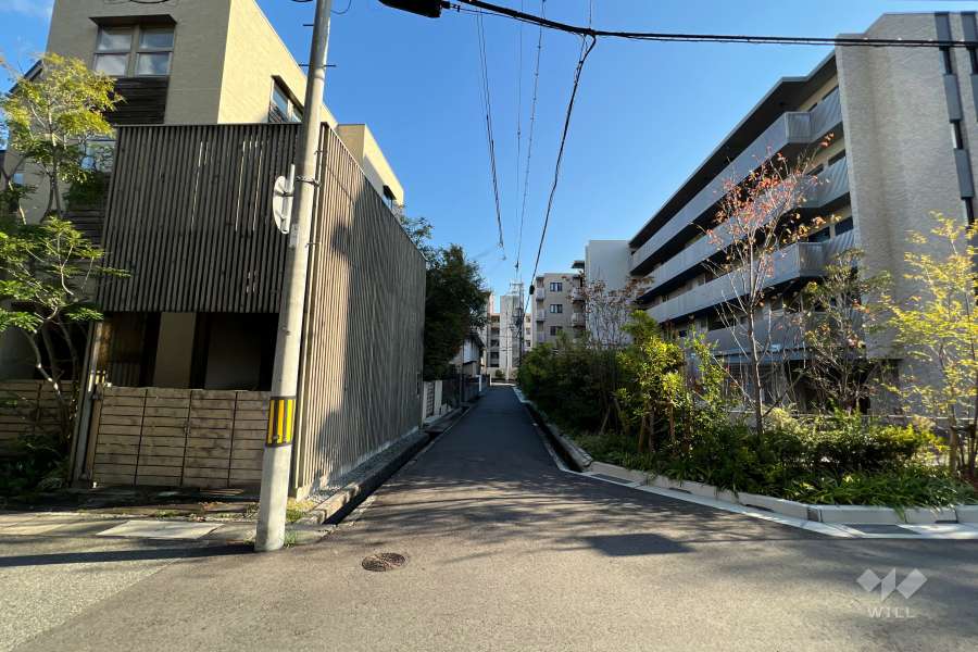 敷地東側の前面道路(北側から)