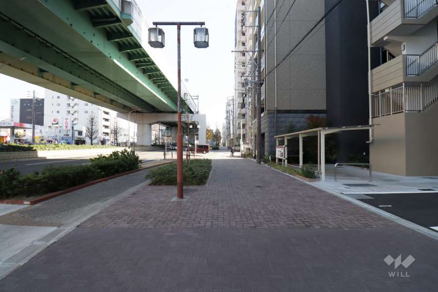 敷地北側の前面道路（西側から）