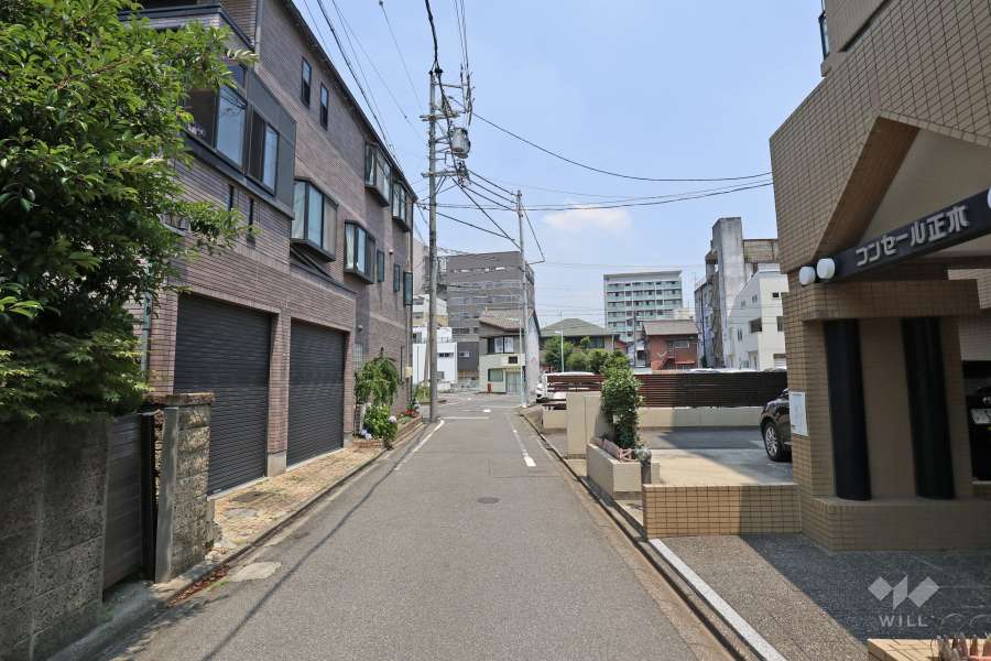 敷地西側の前面道路（南側から）