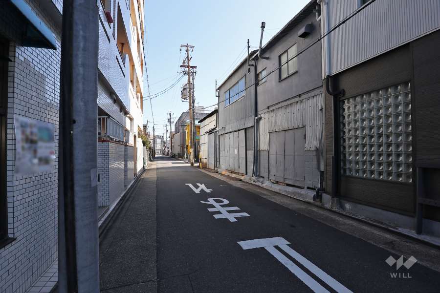 敷地北側の前面道路（西側から）