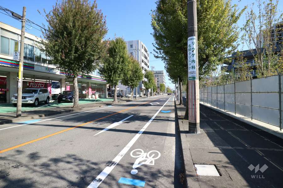 敷地北側の前面道路（西側から）