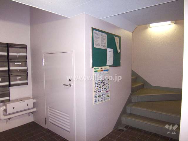 共用ポスト、各部屋につながる階段