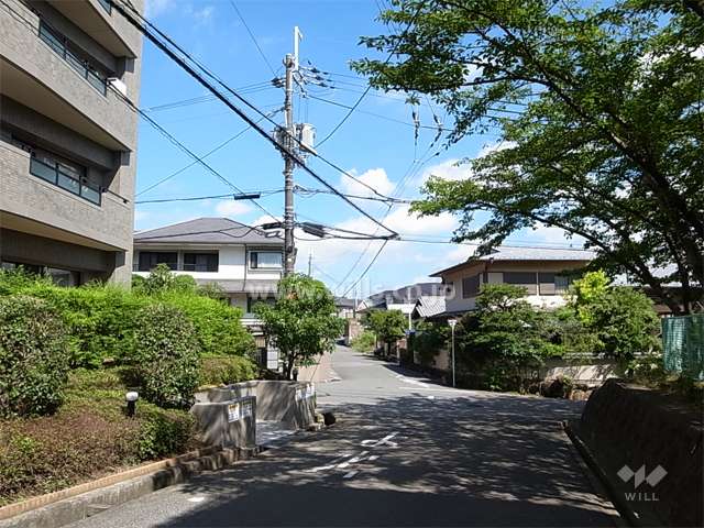 敷地は北東の角地。道を挟んで向かい側には公園があります。