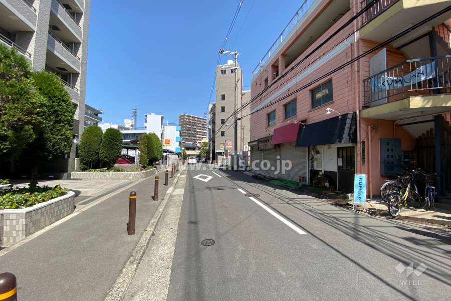 敷地南東側の前面道路（南西側から）