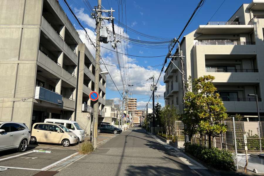 敷地北側の前面道路(西側から)