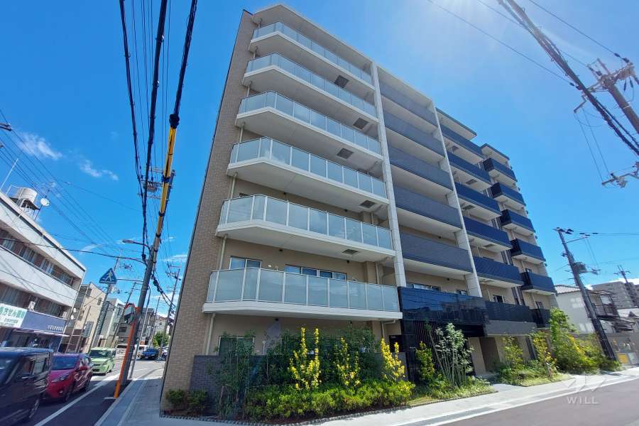 プレサンスロジェ茨木中津町の外観（北西側から）