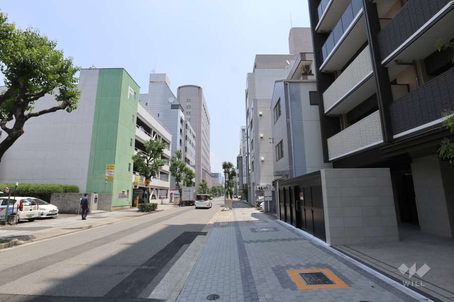 敷地北側の前面道路（西側から）