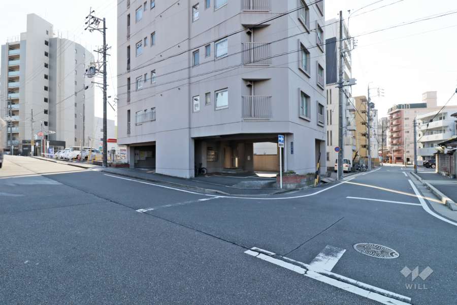 敷地西側の前面道路（北側から）