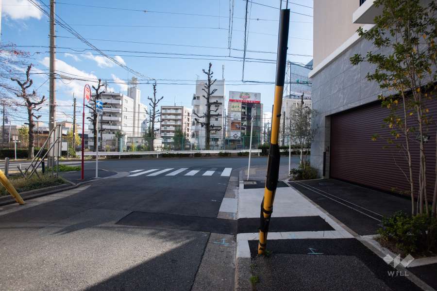 敷地東側の前面道路（北側から）