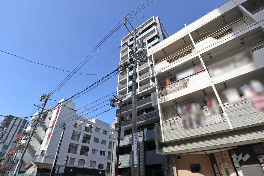 プレサンスTHE栄の外観（南東側から）