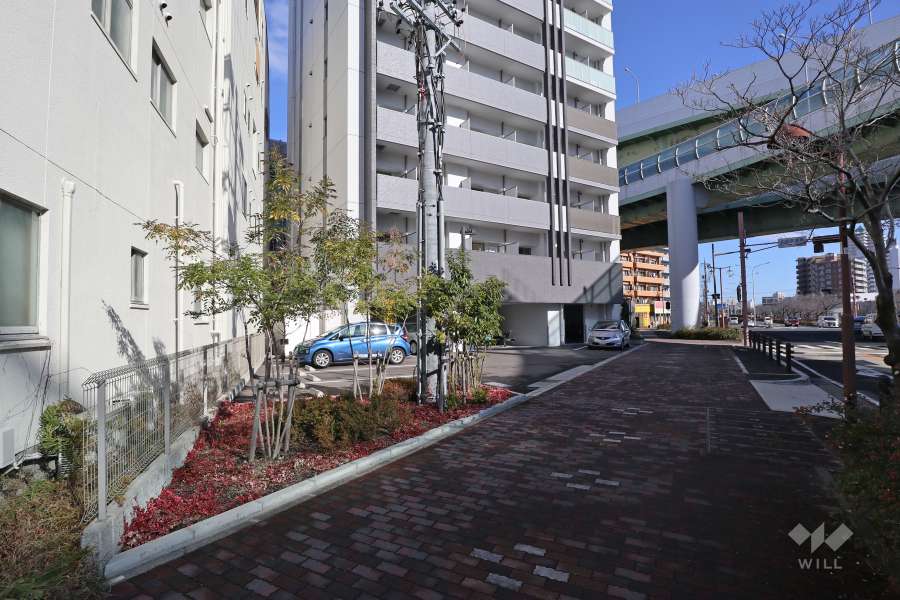 敷地内の各所に植栽スペースが設けられています。