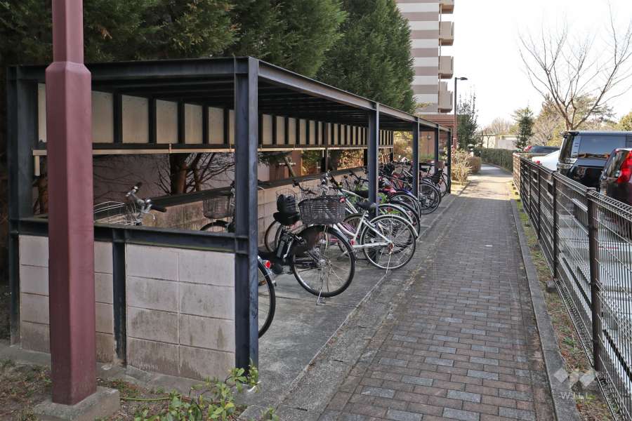 敷地東側の通路。植栽がふんだんに整備されています。