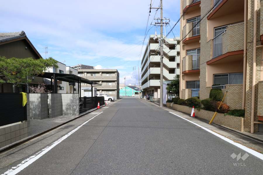 敷地西側の前面道路（南側から）
