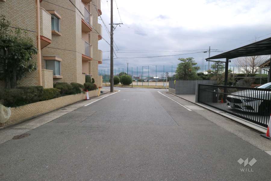 敷地西側の前面道路（北側から）