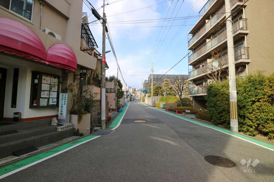 敷地東側の前面道路（南側から）