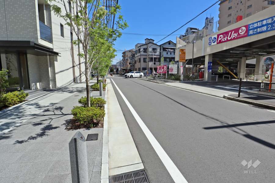 敷地南側の前面道路（西側から）