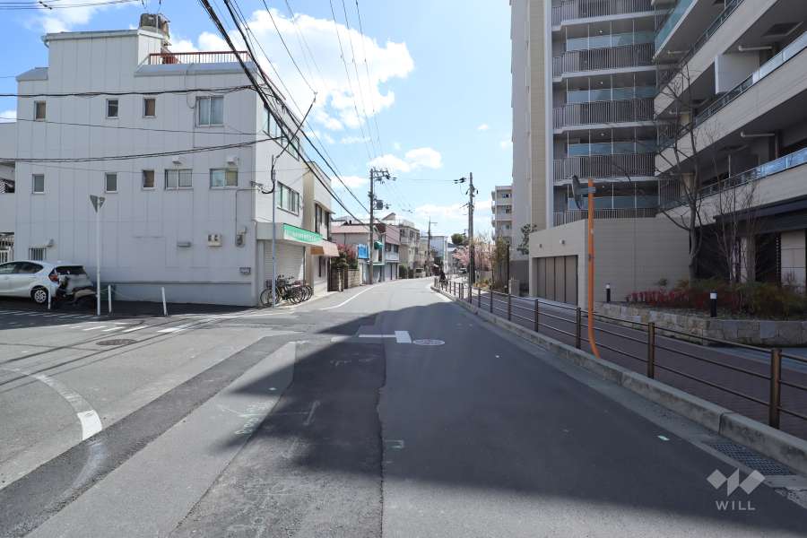 敷地東側の前面道路（北側から）