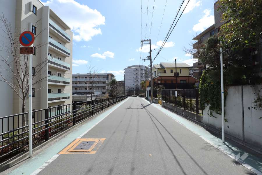敷地西側の前面道路（北側から）
