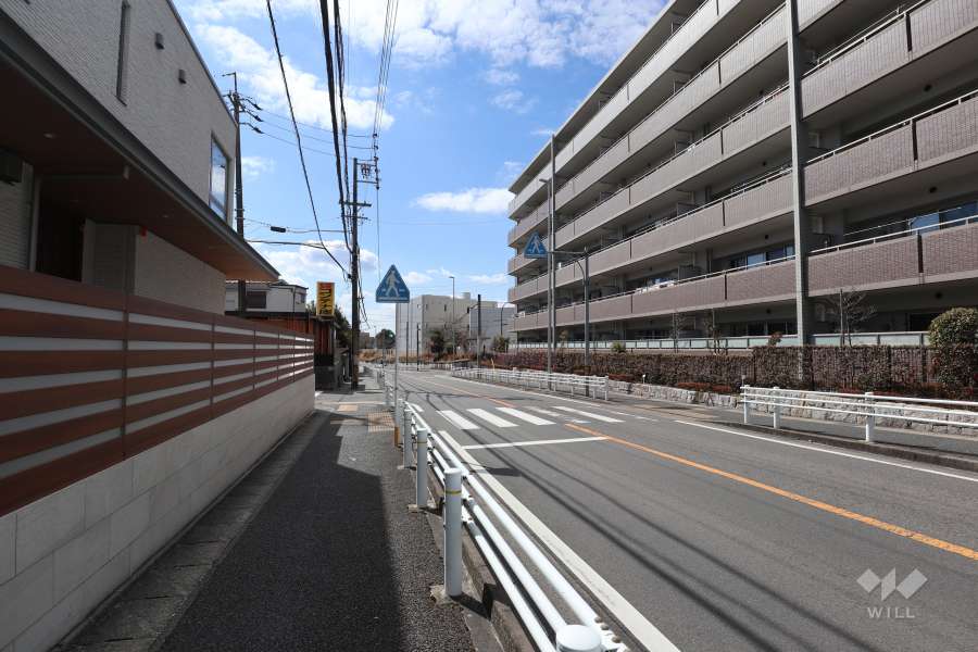 敷地南東側の前面道路（北東側から）