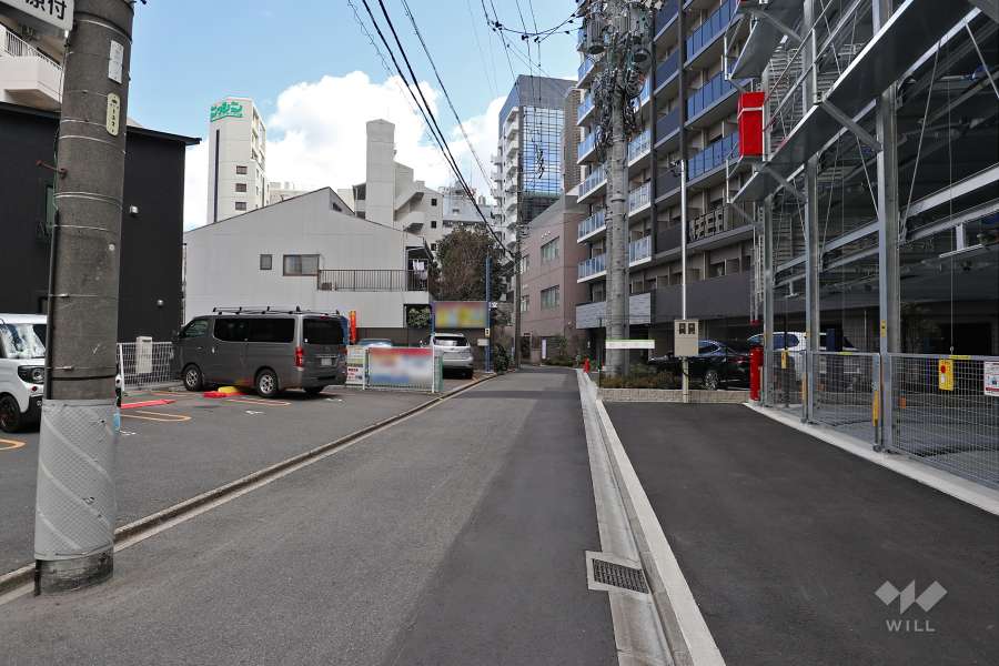 敷地北側の前面道路（西側から）
