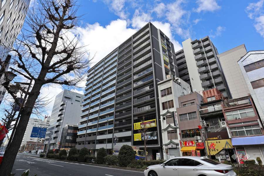 プレサンスジェネ新栄町駅前葵の外観（南東側から）