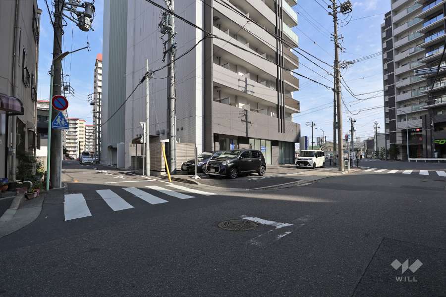 敷地南側と西側の前面道路（南西側から）