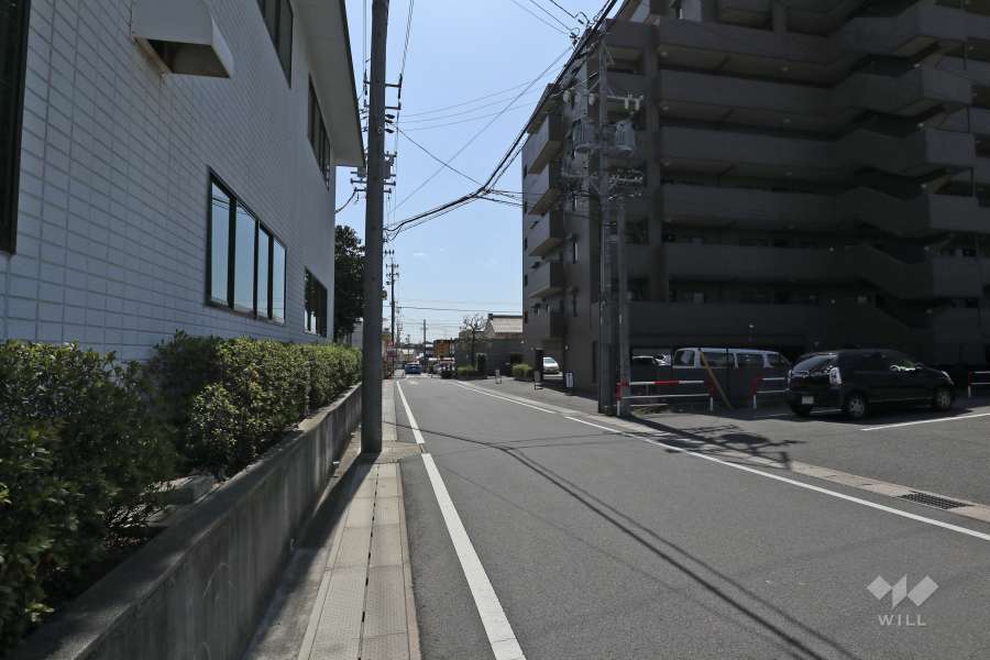 敷地東側の前面道路（北側から）