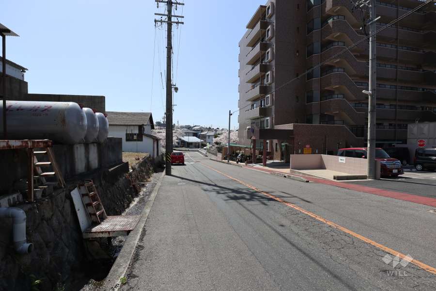 敷地東側の前面道路（北側から）