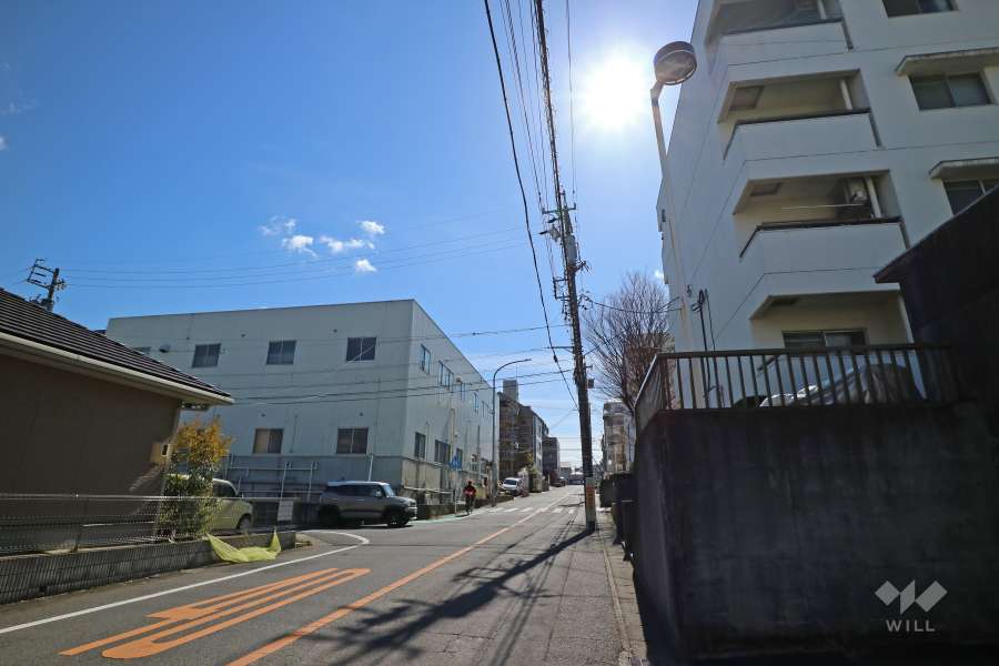 敷地東側の前面道路（北側から）