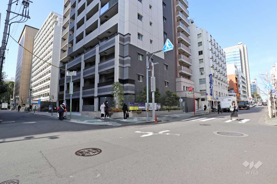 敷地東側と南側の前面道路（南東側から）