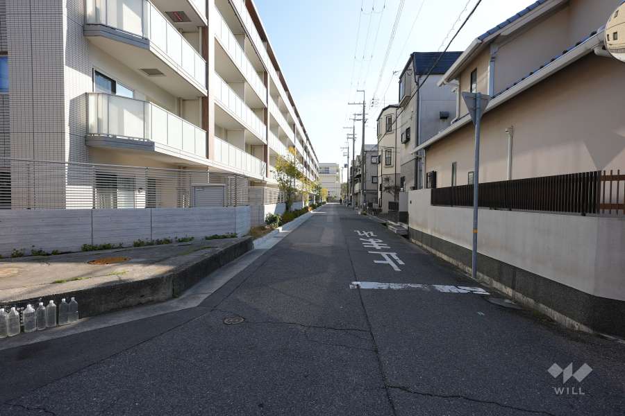 敷地南側の前面道路（西側から）