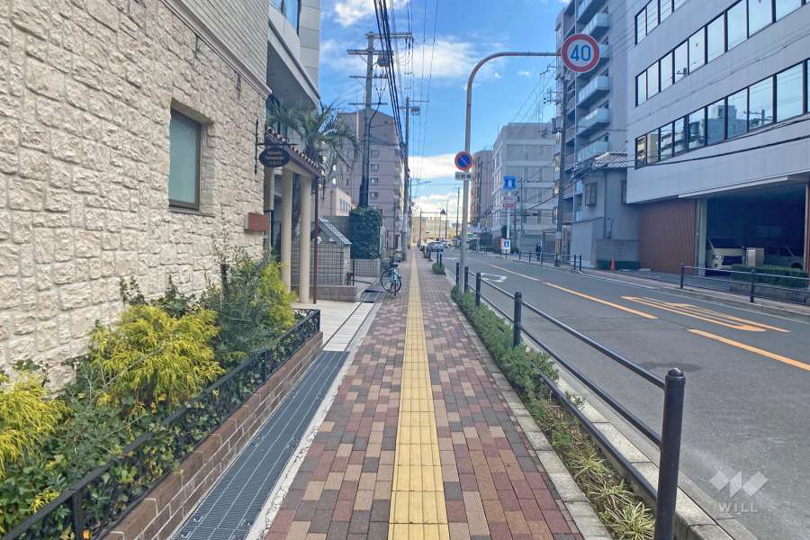 敷地南側の前面道路（西側から）