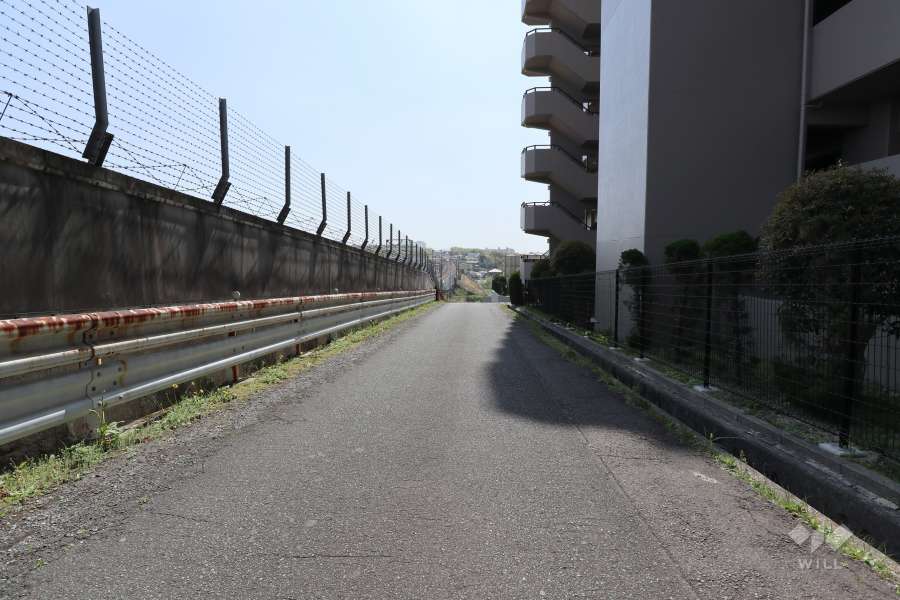 敷地北東側の前面道路（北西側から）