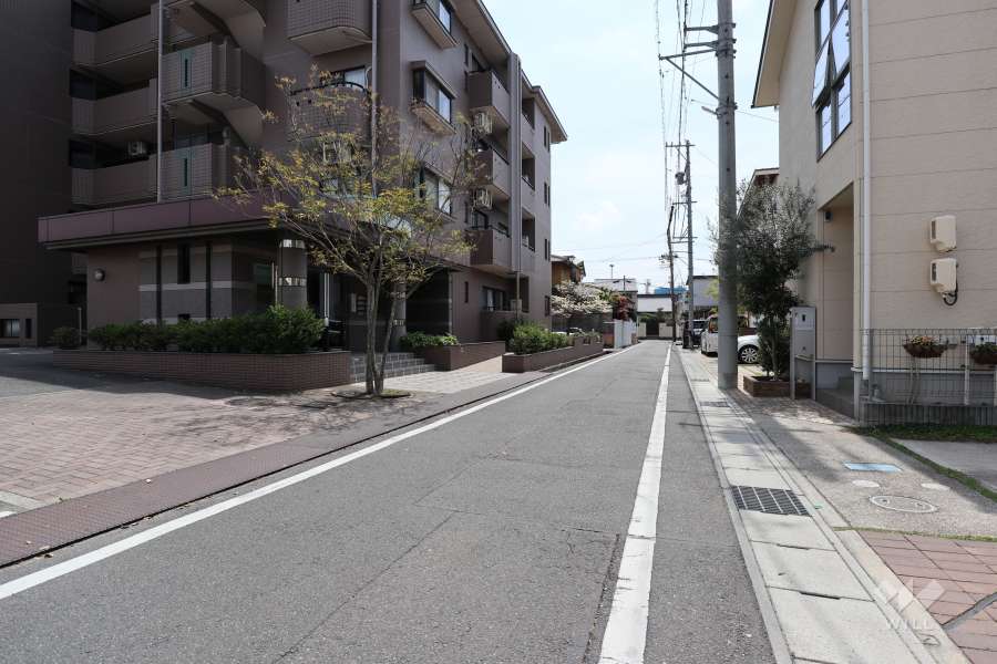 敷地西側の前面道路（北側から）