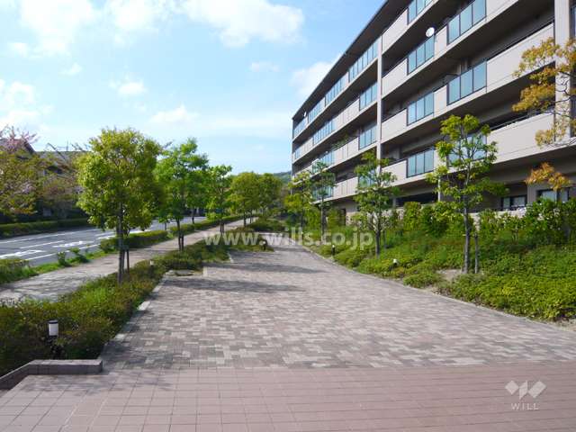 前面はインターロッキングブロック舗装された歩道です。